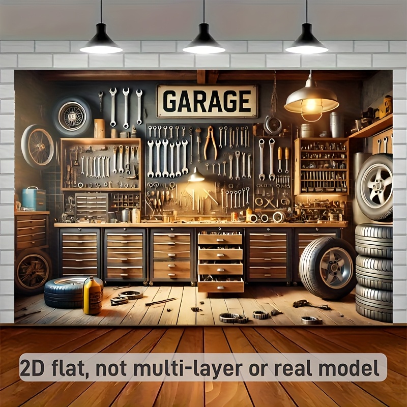 Workshop Tools Photos - Garage Tools Workshop Realistic 2D Flat