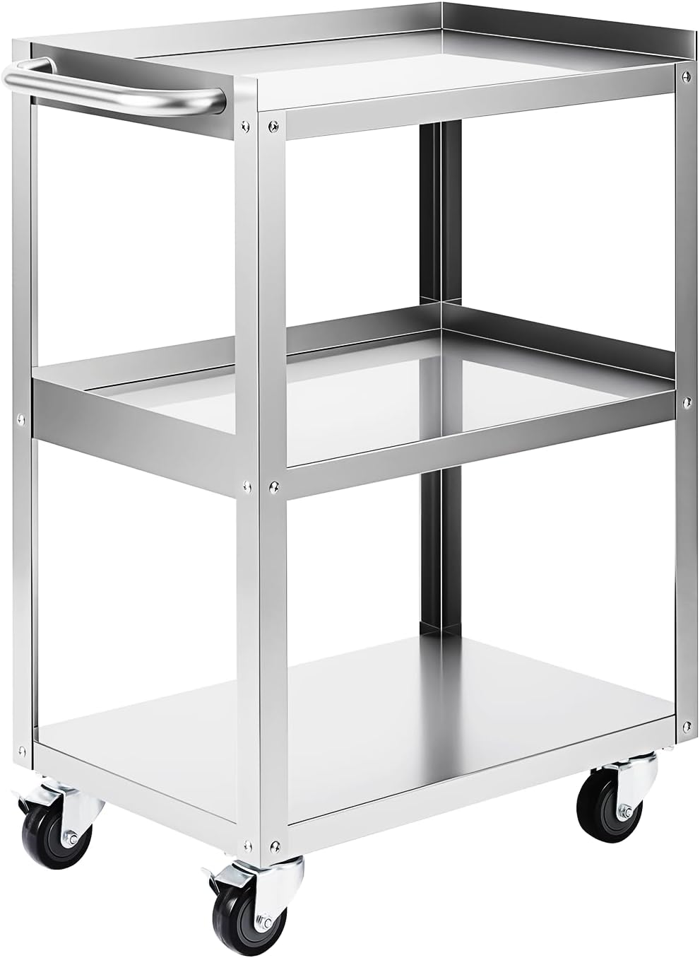 Tools Trolley For Workshop - 3-Tier Stainless Steel Rolling Utility Cart