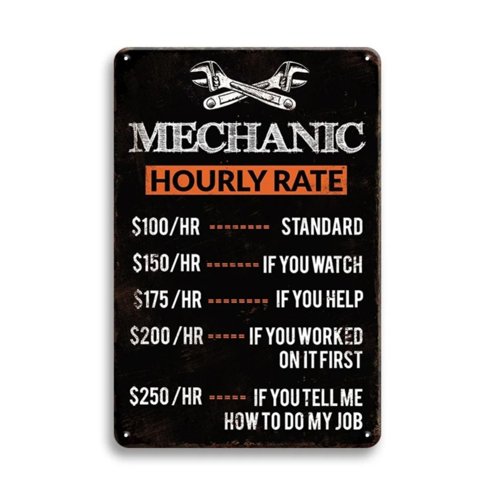 Vintage Mechanic Hour Rate Sig - Workshop Tools Hours ulasan dan harga