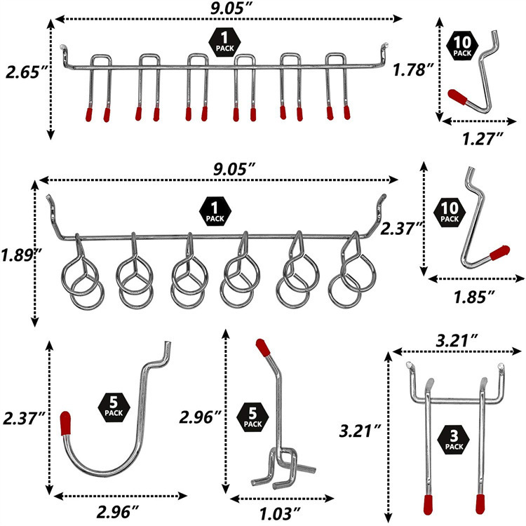 114 Pcs Pegboard Hooks Set Met - Workshop Tools Board ulasan dan harga