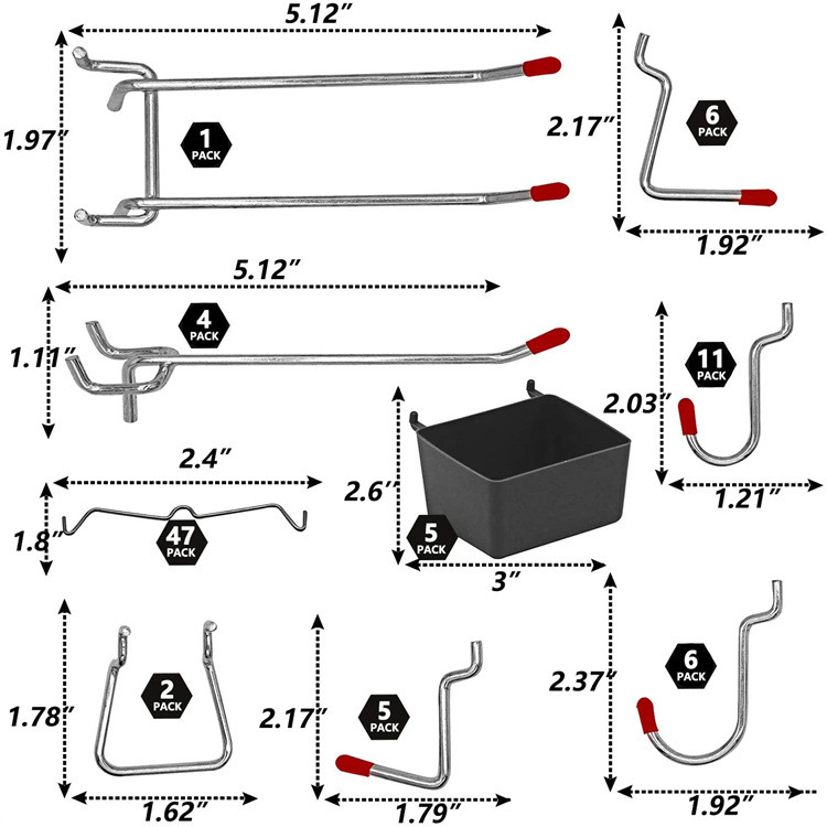 114 Pcs Pegboard Hooks Set Met - Workshop Tools Board ulasan dan harga