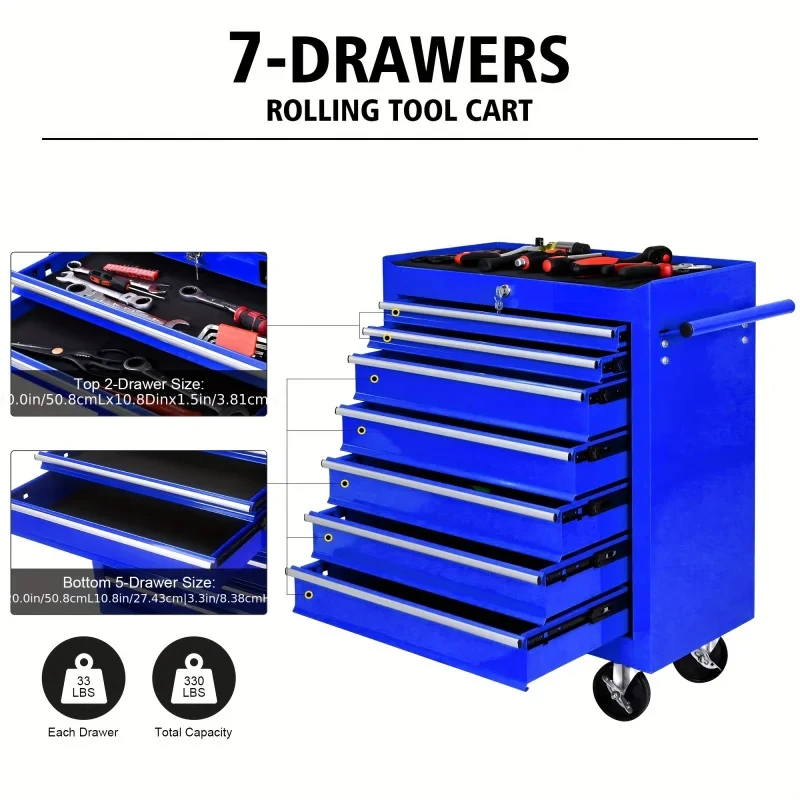 7 Drawers Blue Multifunctional - Tools Trolley For Workshop ulasan dan harga