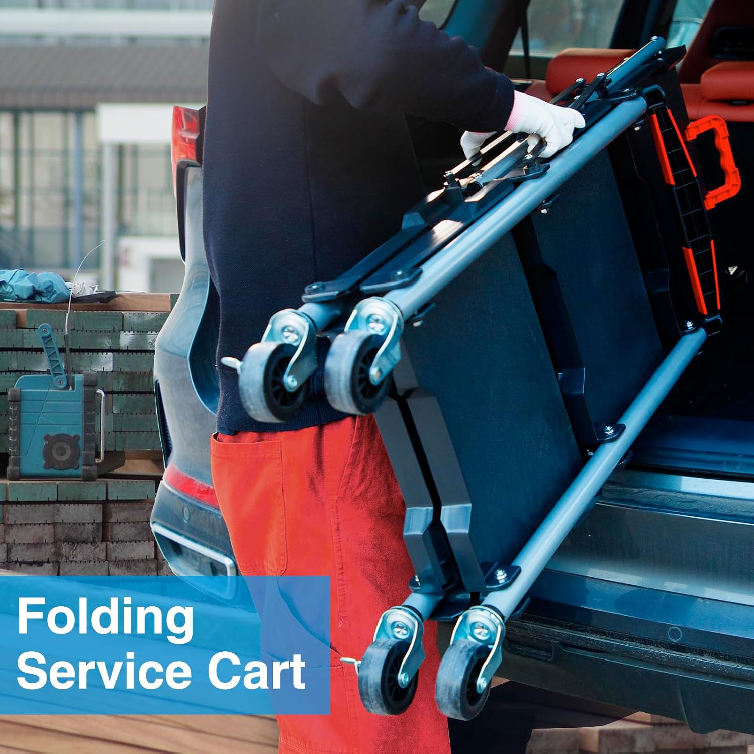 3-Shelf Foldable Rolling Utili - Tools Trolley For Workshop ulasan dan harga