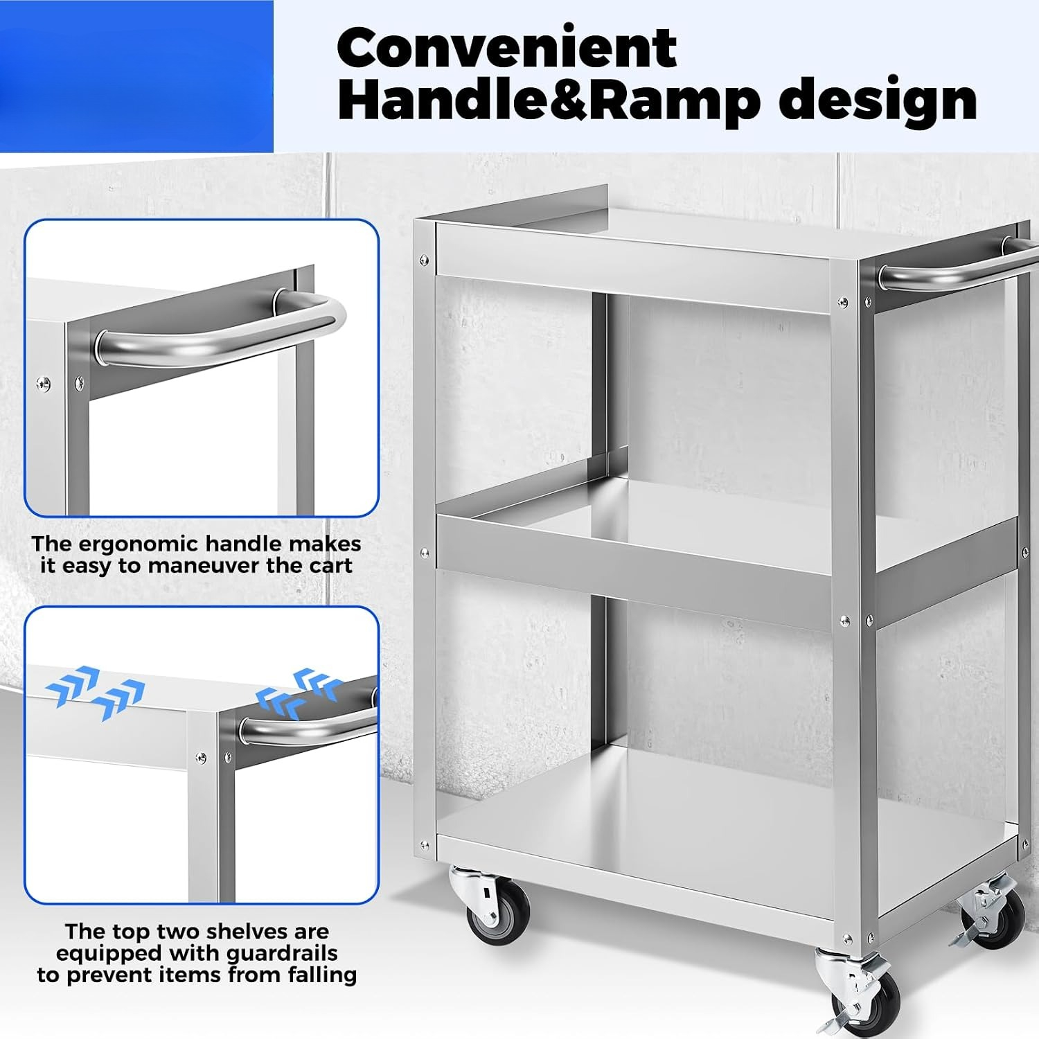 3-Tier Stainless Steel Rolling - Tools Trolley For Workshop ulasan dan harga